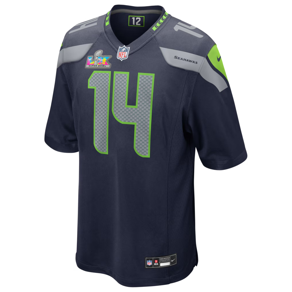 Men's Seattle Seahawks Sam Darnold  College Navy Super Bowl LX Patch Game Jersey