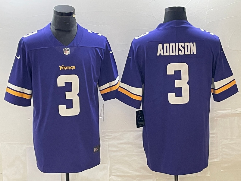 Men's Minnesota Vikings Jordan Addison Purple 2023  Draft First Round Pick Game Jersey