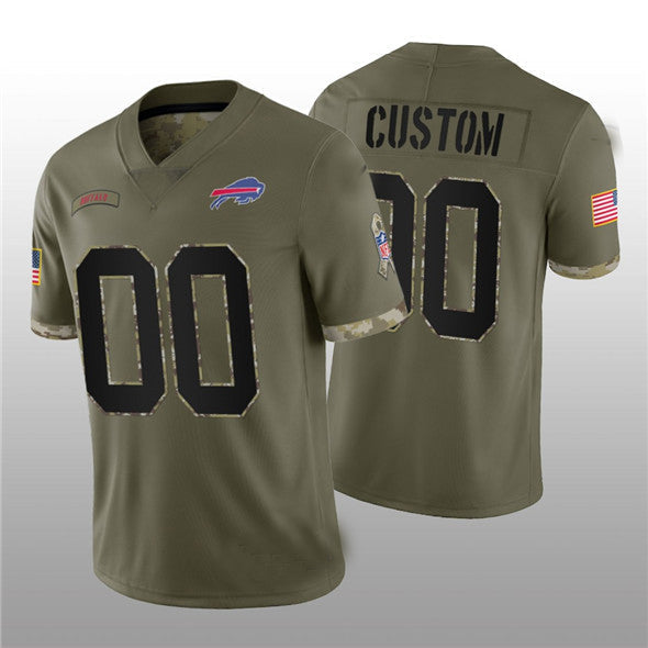 Custom1 Buffalo Bills ACTIVE PLAYER 2022 Olive Salute To Service Limited Stitched Jersey1 Football Jersey1