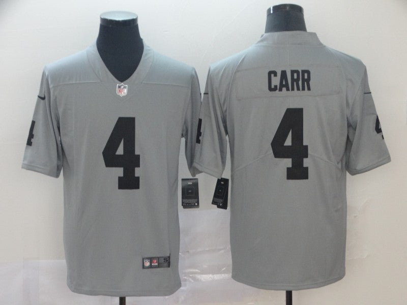 Men's Las Vegas Raiders Derek Carr #4 Gray Inverted Legend Jersey1