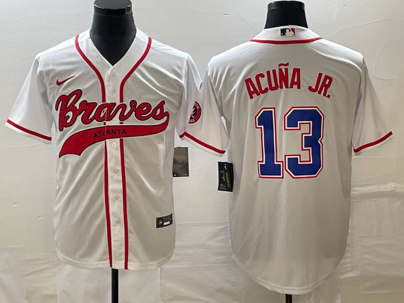Men's Atlanta Braves Ronald Acuna Jr. White Replica Player Jersey Joint Edition