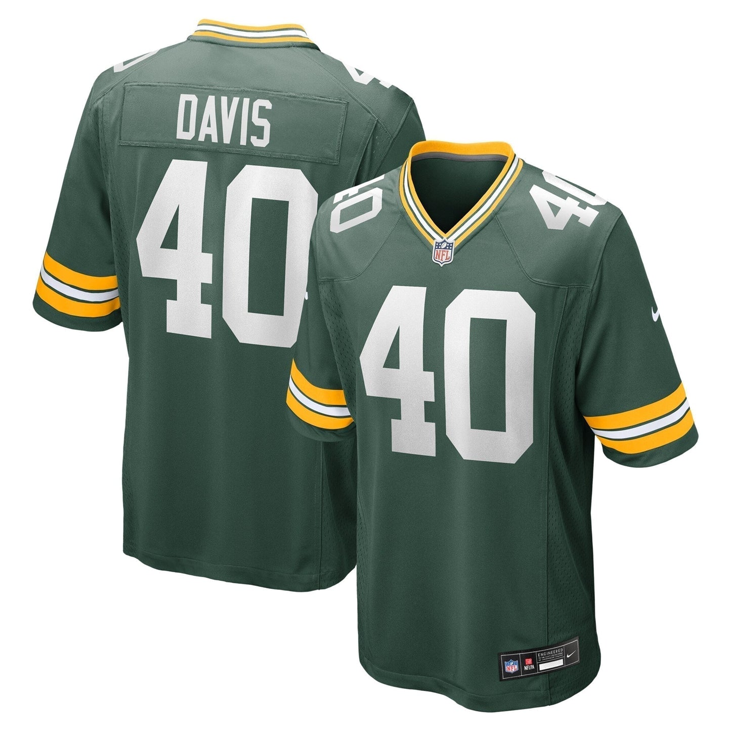 LJ Davis Green Bay Packers   Game Jersey -  Green