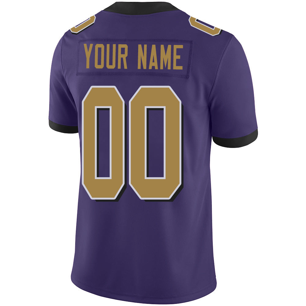 Custom B.Raven Men's American Purple Color Rush Vapor Limited Stitched Football Jersey