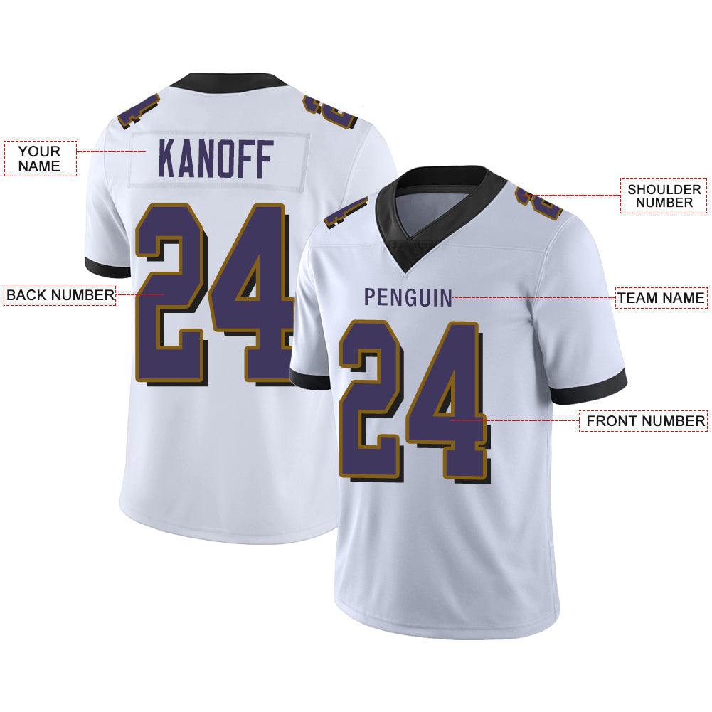 Custom B.Raven Men's American White Vapor Limited Stitched Football Jersey