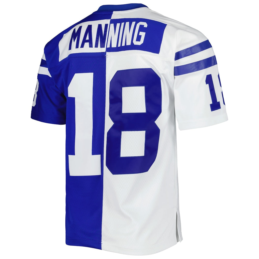 IN.Colts #18 Peyton Manning  Royal/White 1998 Split Legacy Replica Jersey