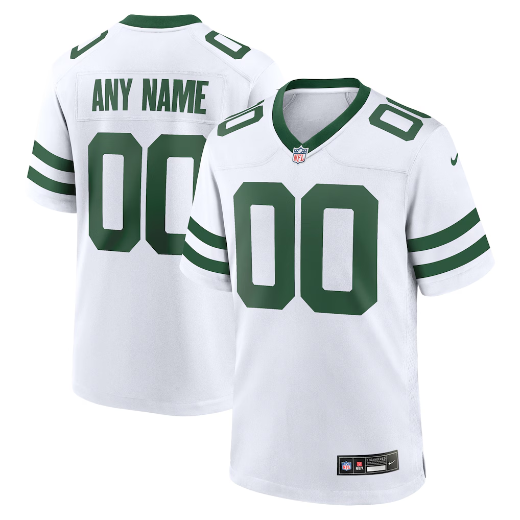 Men's New York Jets Legacy White Custom Game Jersey