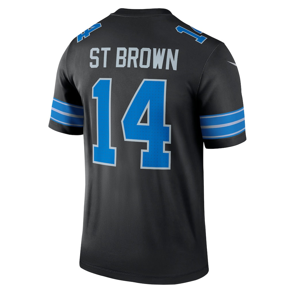 D.Lions #14 Amon-Ra St. Brown Black Legend Player Performance Top Jersey