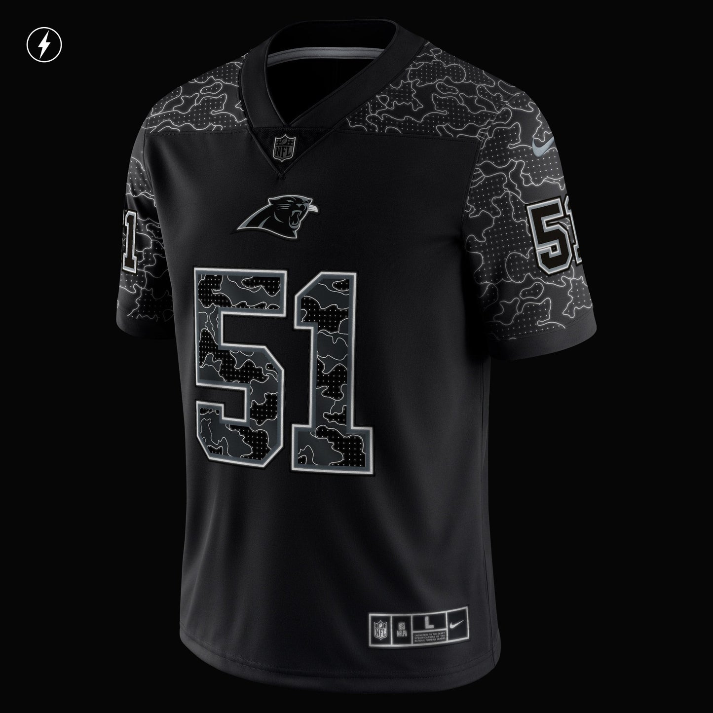 Sam Mills Carolina Panthers  Retired   RFLCTV Limited Jersey - Black