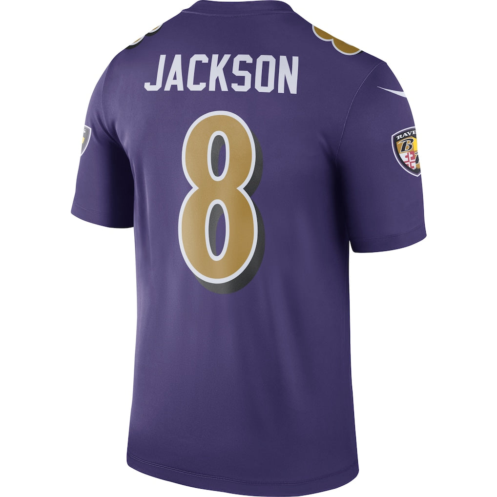 B.Ravens #8 Lamar Jackson Purple Legend Player Performance Top Jersey