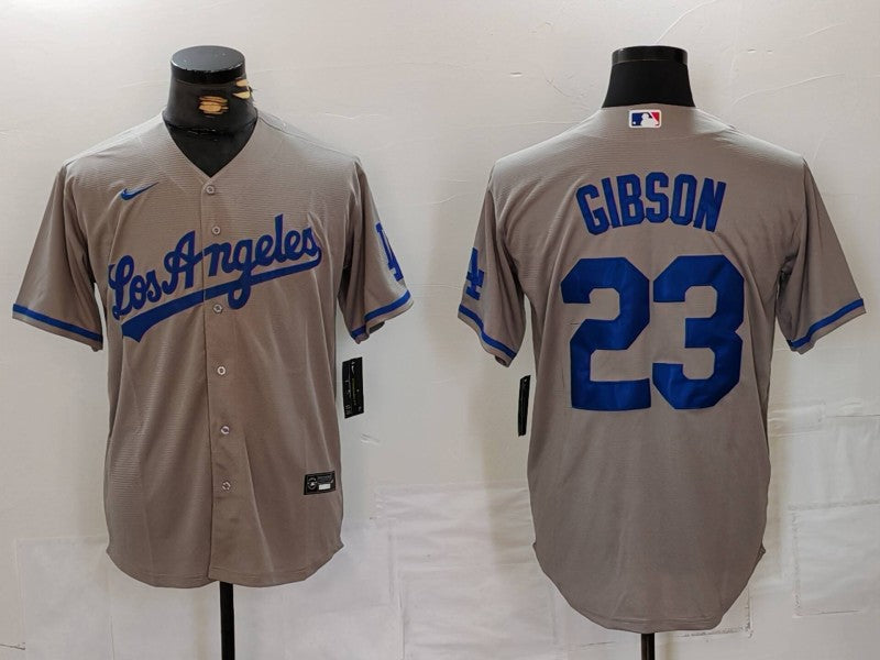 Men's Los Angeles Dodgers Kirk Gibson Gray Game Jersey