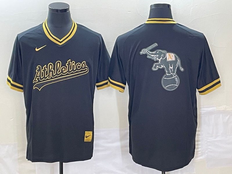 Men's Oakland Athletics Black Replica Game Jersey1