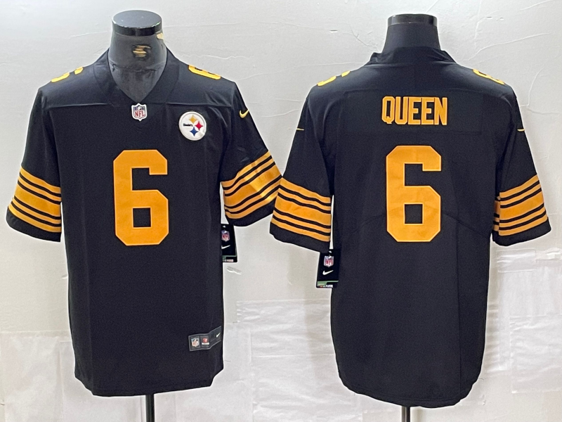 Men's Pittsburgh Steelers Patrick Queen Black Game Player Jersey