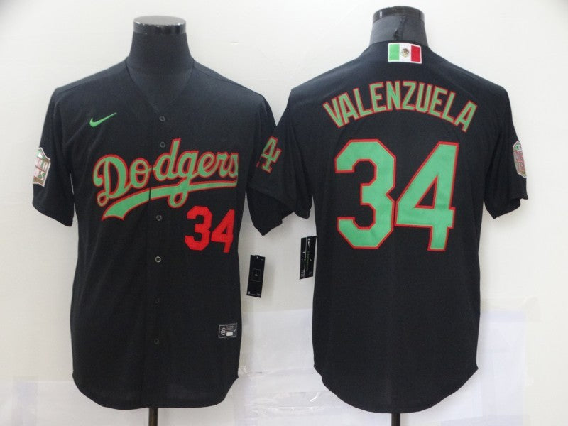 Men's Los Angeles Dodgers Fernando Valenzuela Black Replica Game Jersey