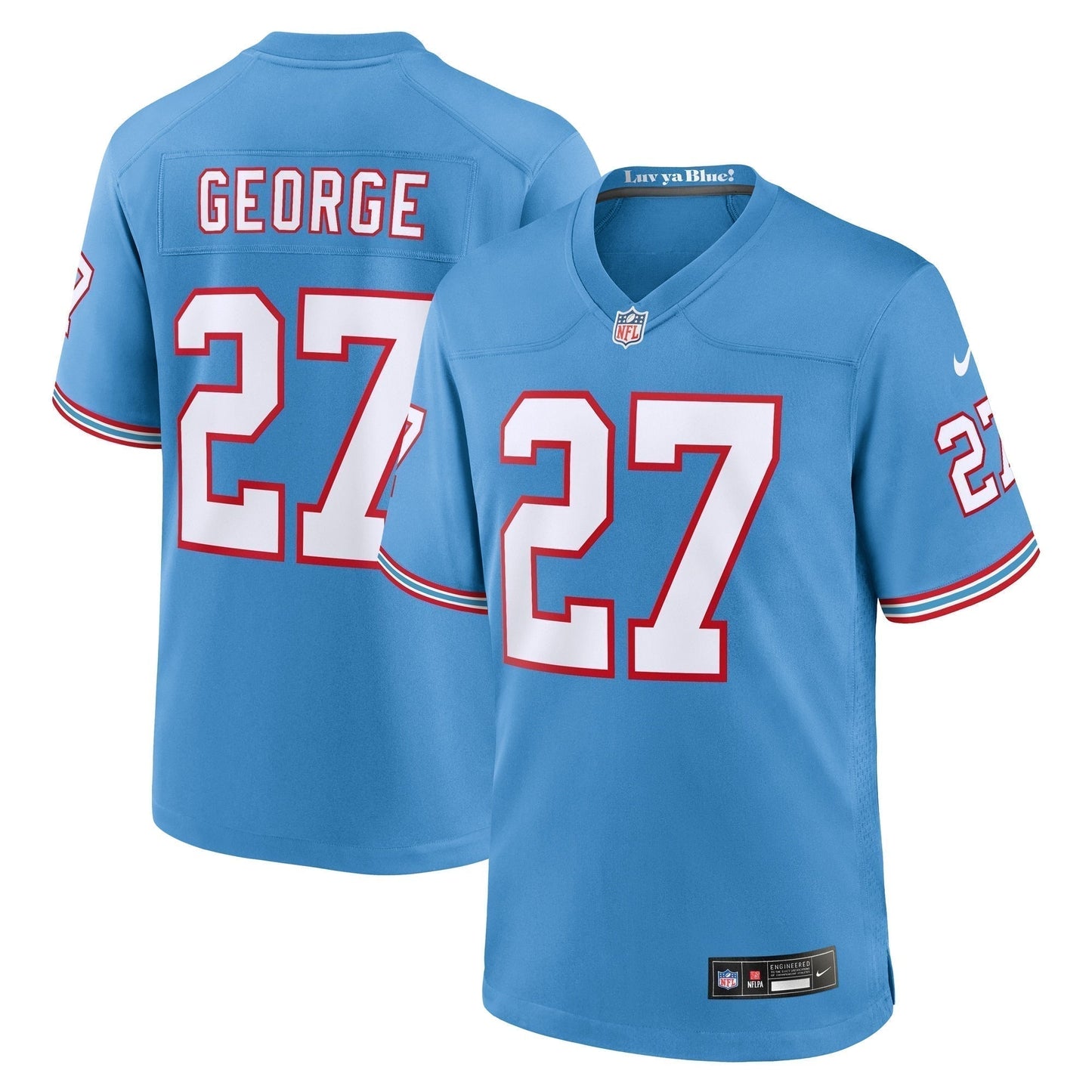 Eddie George Tennessee Titans  Oilers Throwback Retired   Game Jersey - Light Blue