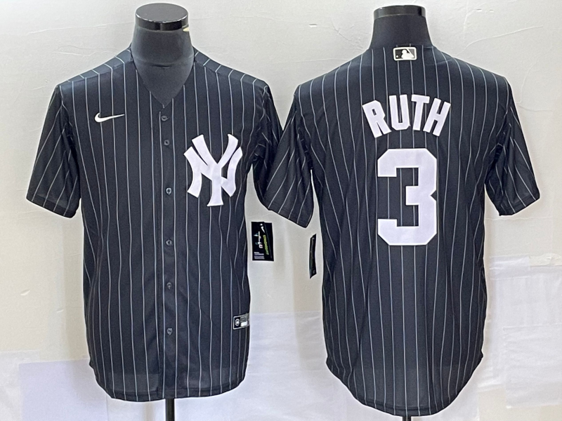 Men's New York Yankees Babe Ruth Black Replica Player Jersey