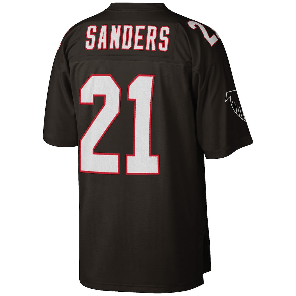 A.Falcons #21 Deion Sanders  Black Big & Tall 1992 Retired Player Replica Jersey