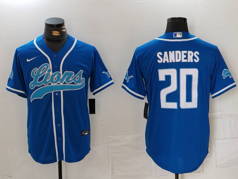 Men's Detroit Lions Barry Sanders Blue Player Jersey