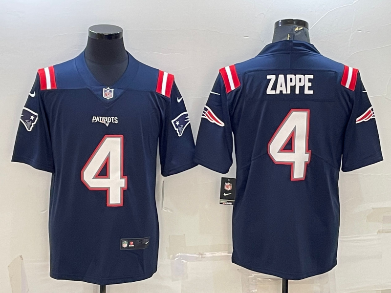 Men's New England Patriots Bailey Zappe Navy Game Jersey