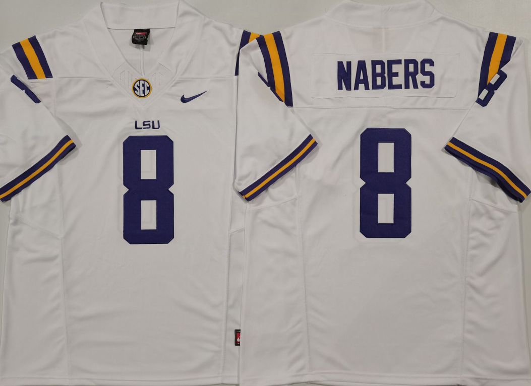 Men's LSU Tigers Malik Nabers White Game Jersey