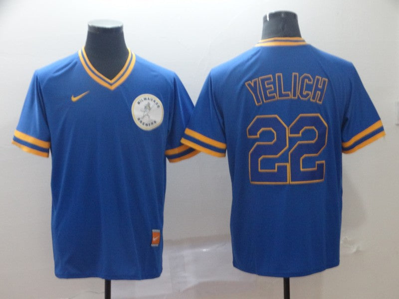 Men's Milwaukee Brewers Christian Yelich MLB Blue Player Jersey
