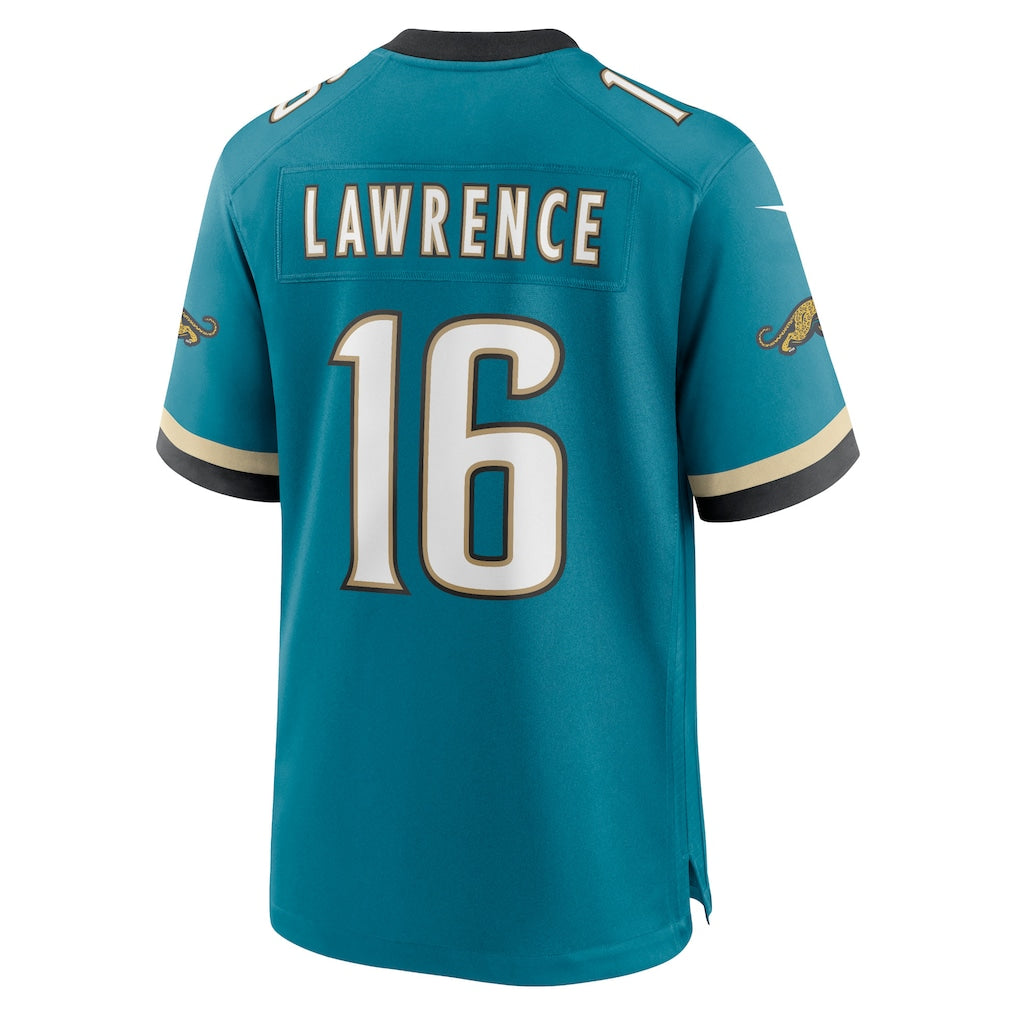 J.Jaguars #16 Trevor Lawrence Teal Prowler Throwback Player Game Jersey