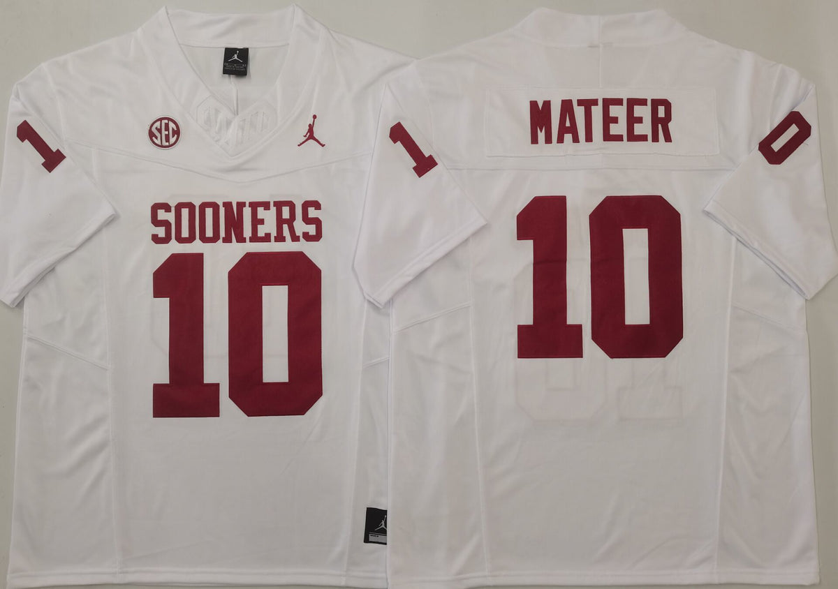 Men's Oklahoma Sooners John Mateer #10 White Player Jersey