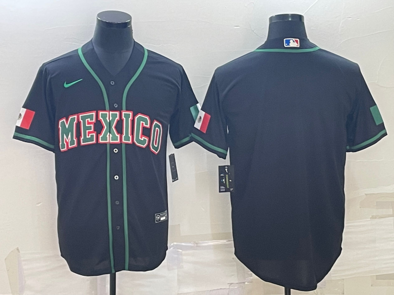 Men's 2023 World Baseball Classic Mexico Black Blank Jersey1