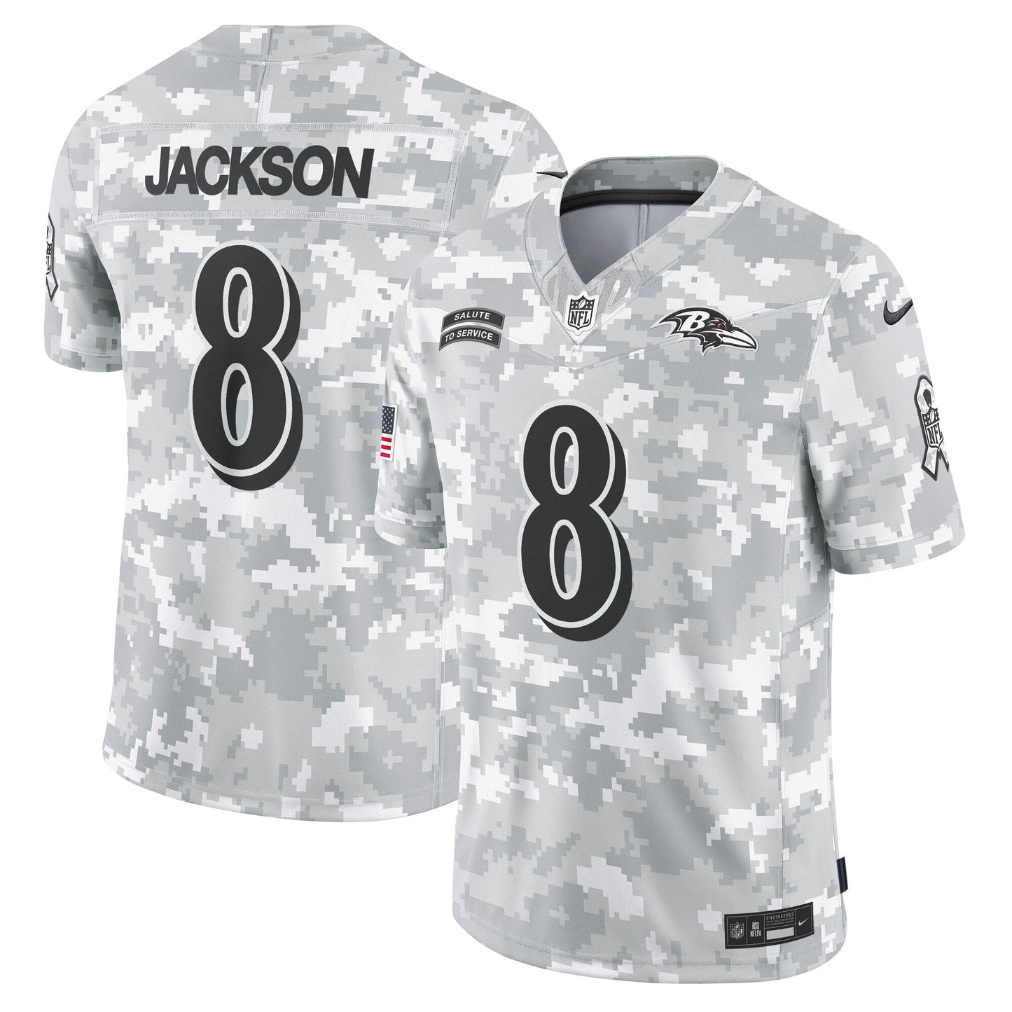 Lamar Jackson Baltimore Ravens  2024 Salute to Service Limited Jersey - Arctic Camo