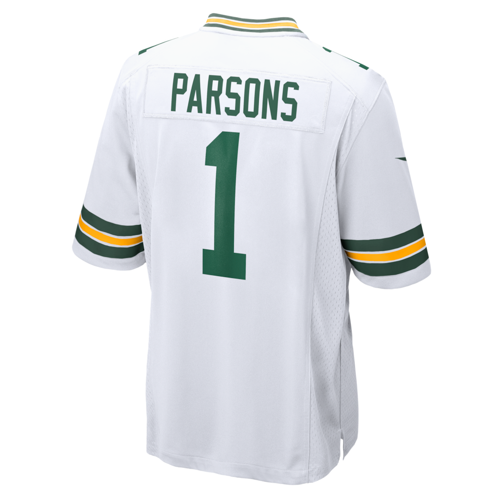GB. Packers #1 Micah Parsons White Game Player Jersey