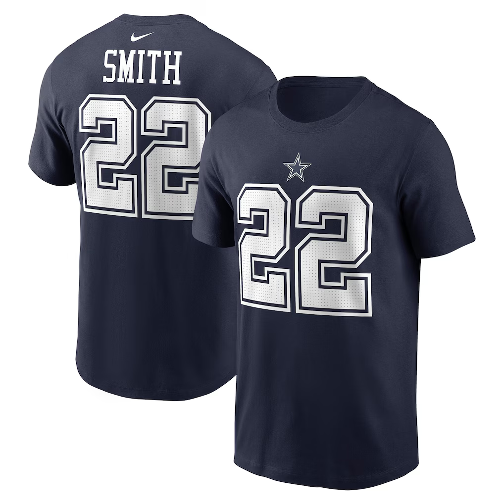 Men's Dallas Cowboys Emmitt Smith  Navy Retired Player Name & Number T-Shirt