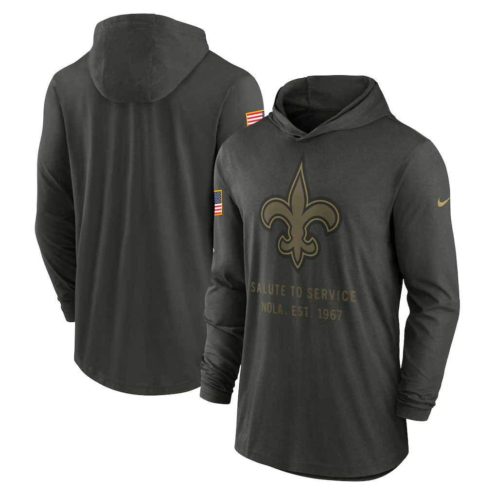 Men's New Orleans Saints  Forest Green 2025 Salute to Service Sideline Dri-FIT Lightweight Hooded Pullover