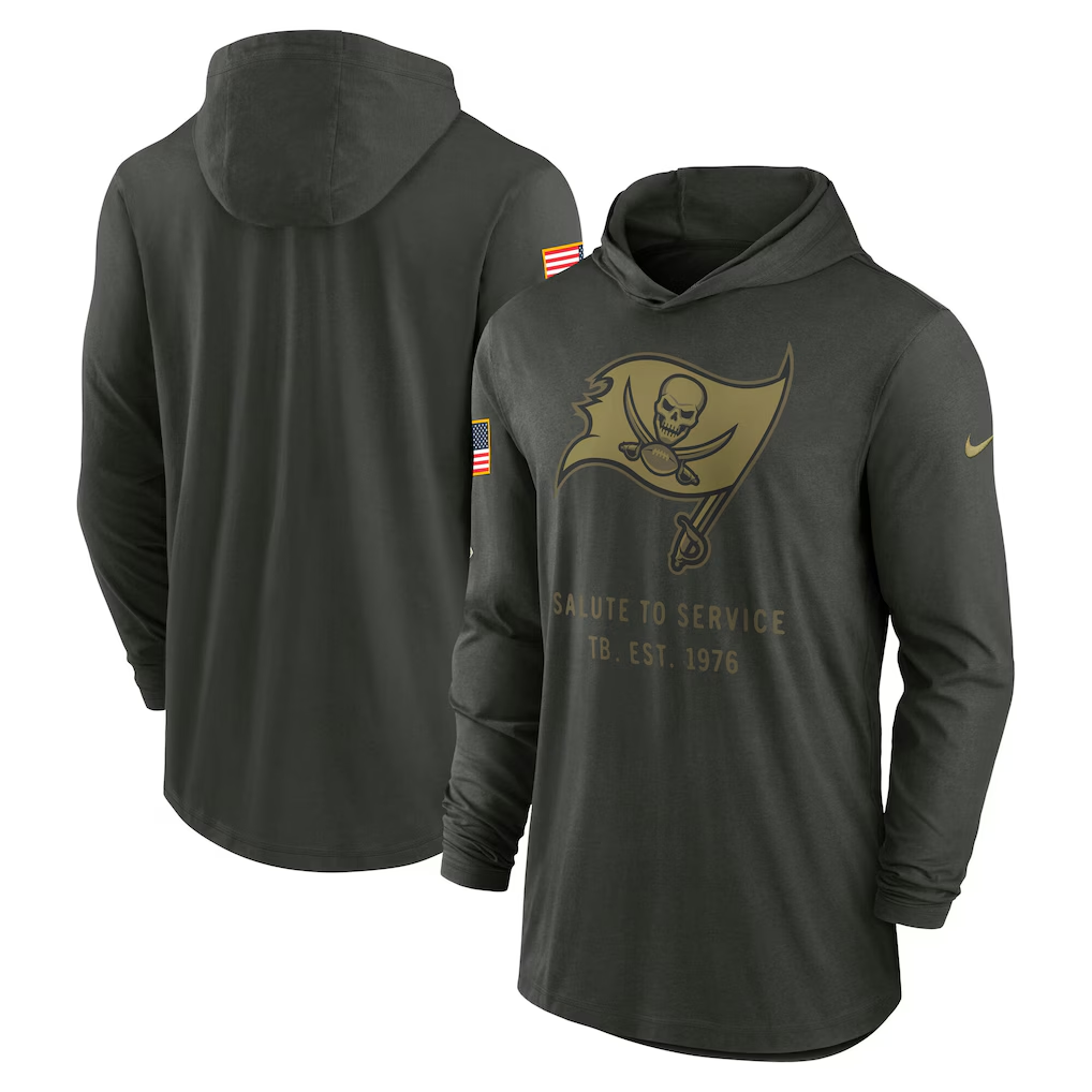 Men's Tampa Bay Buccaneers  Forest Green 2025 Salute to Service Sideline Dri-FIT Lightweight Hooded Pullover