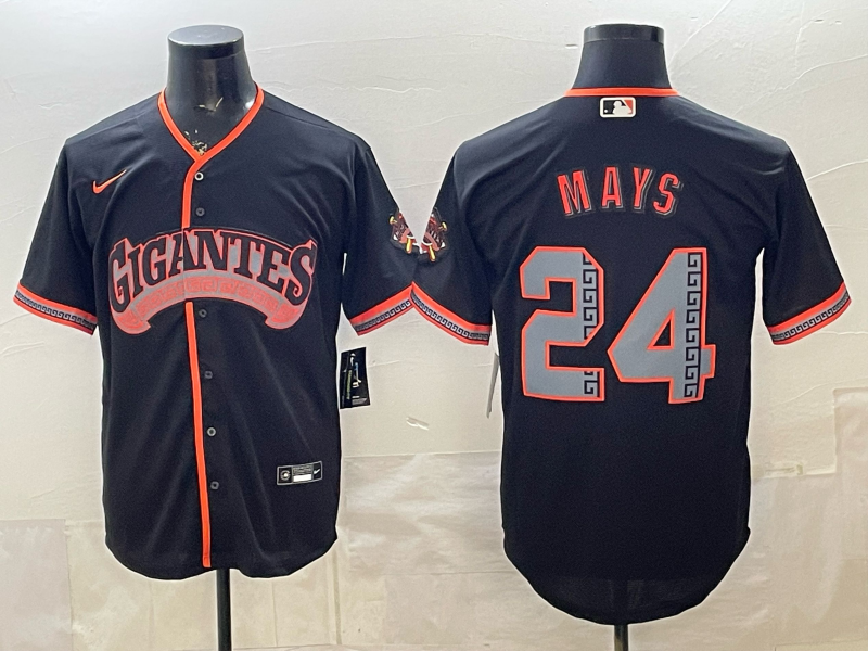 Men's San Francisco Giants Willie Mays #24 Black Alternate Stadium Jersey