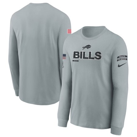 Youth Buffalo Bills  Gray 2024 Salute To Service Long Sleeve T-Shirt