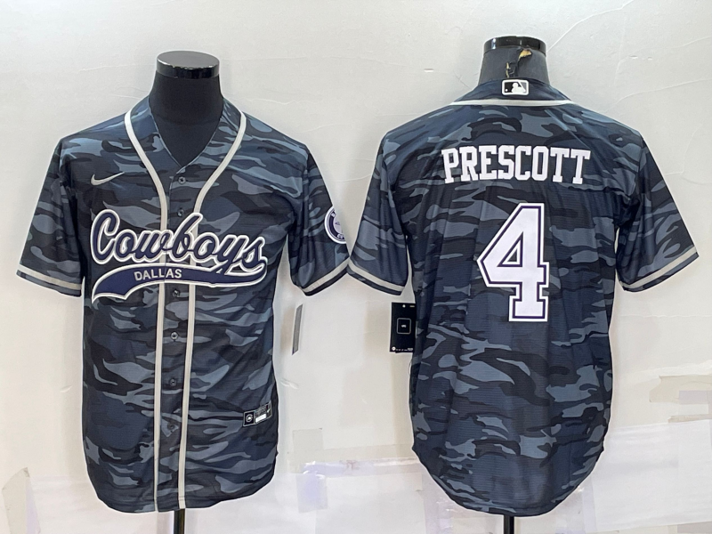 Men's Dallas Cowboys Dak Prescott Grey Camouflage Player Jersey Joint Edition