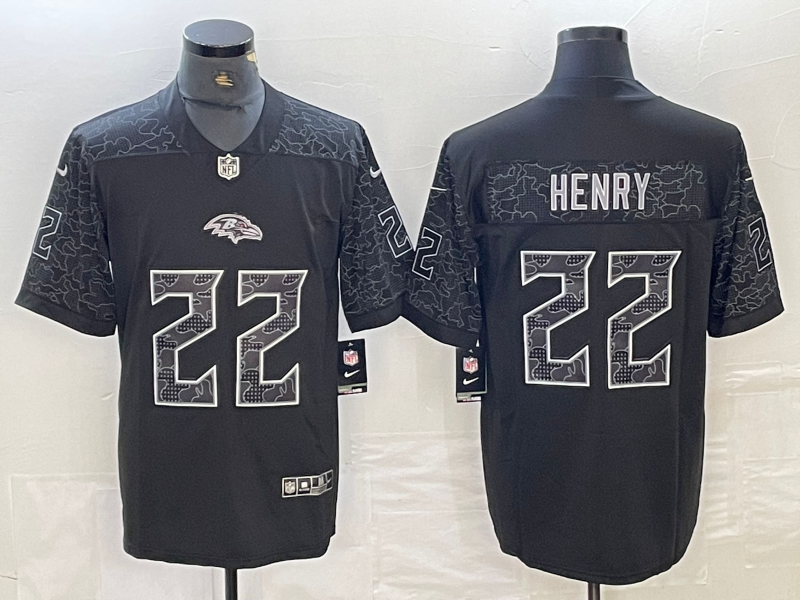 Men's Baltimore Ravens Derrick Henry Black RFLCTV Limited Jersey