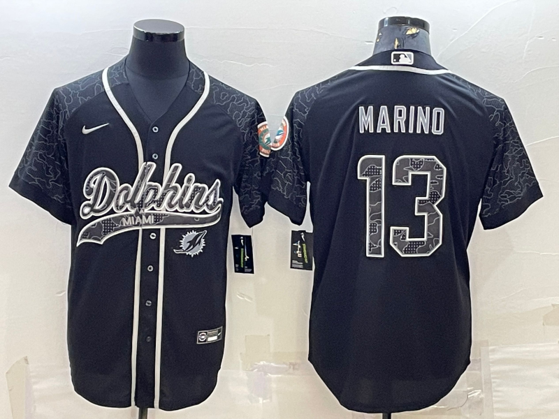 Men's Miami Dolphins Dan Marino Black RFLCTV Limited Jersey Joint Edition