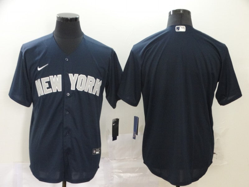 Men's New York Yankees1 Navy Replica Blank Jersey