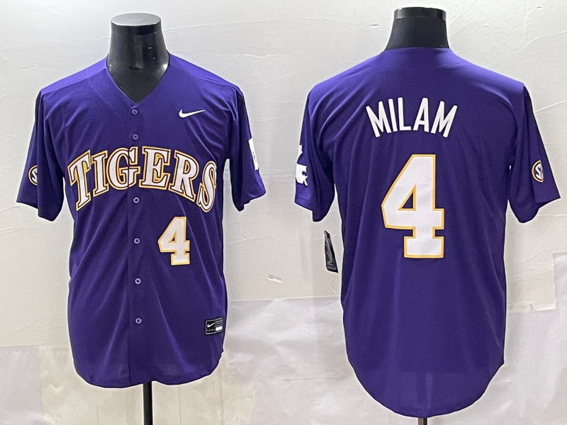 Men's LSU Tigers Steven Milam Purple Replica Player Jersey