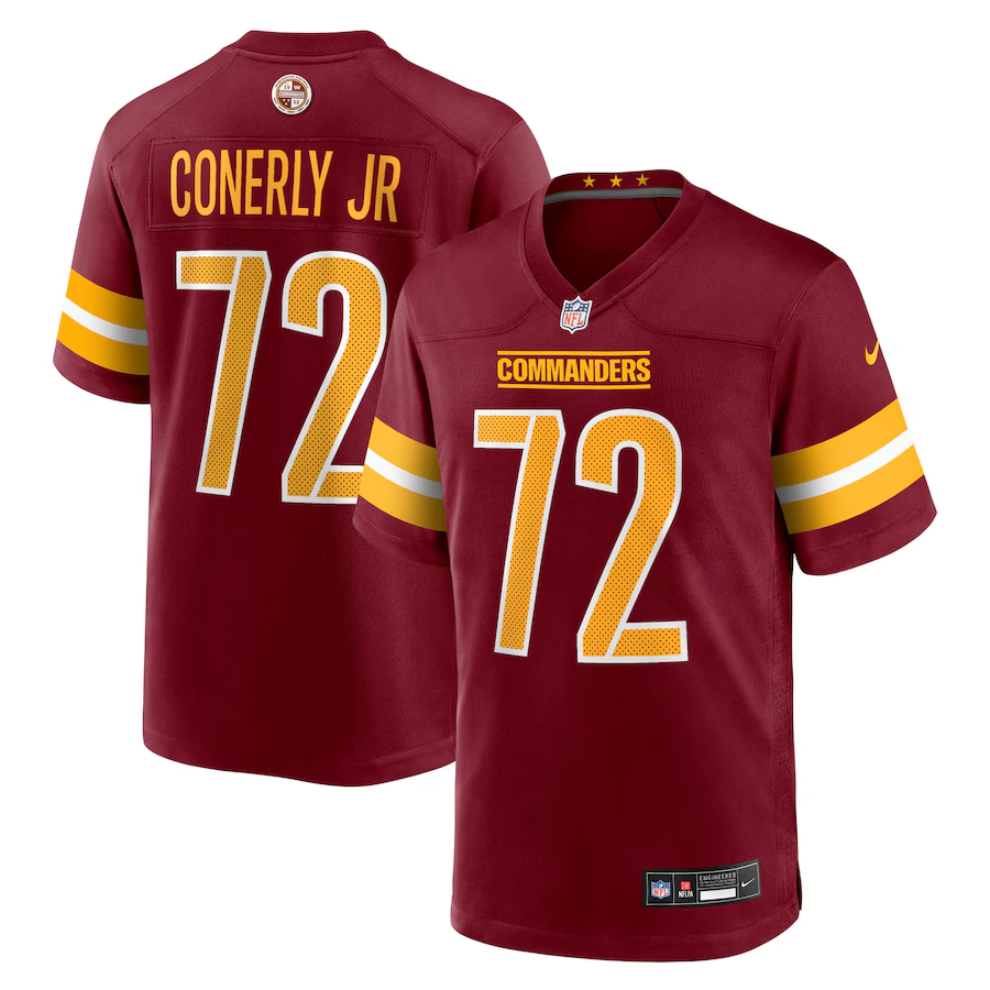 Men's Washington Commanders Josh Conerly Jr.  Burgundy 2025 NFL Draft First Round Pick Game Jersey