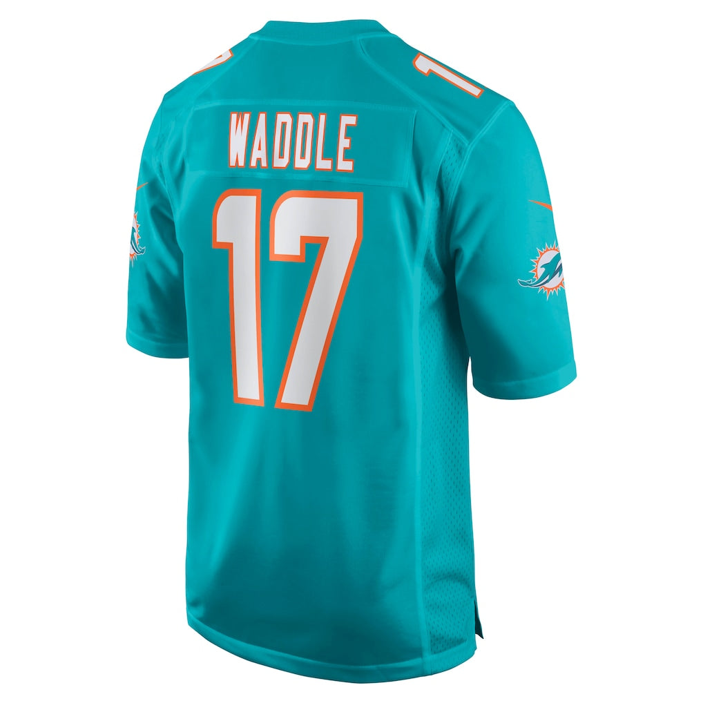 M.Dolphins #17 Jaylen Waddle Aqua Game Player Jersey