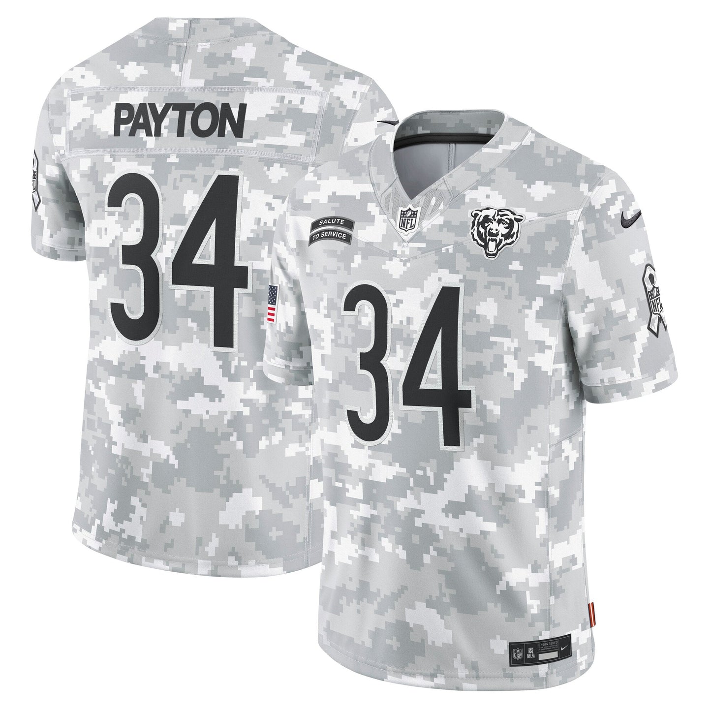 Walter Payton Chicago Bears  2024 Salute to Service Retired   Limited Jersey - Arctic Camo