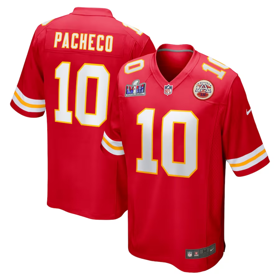 Men's Kansas City Chiefs Isiah Pacheco Red Super Bowl LVIII Game Jersey