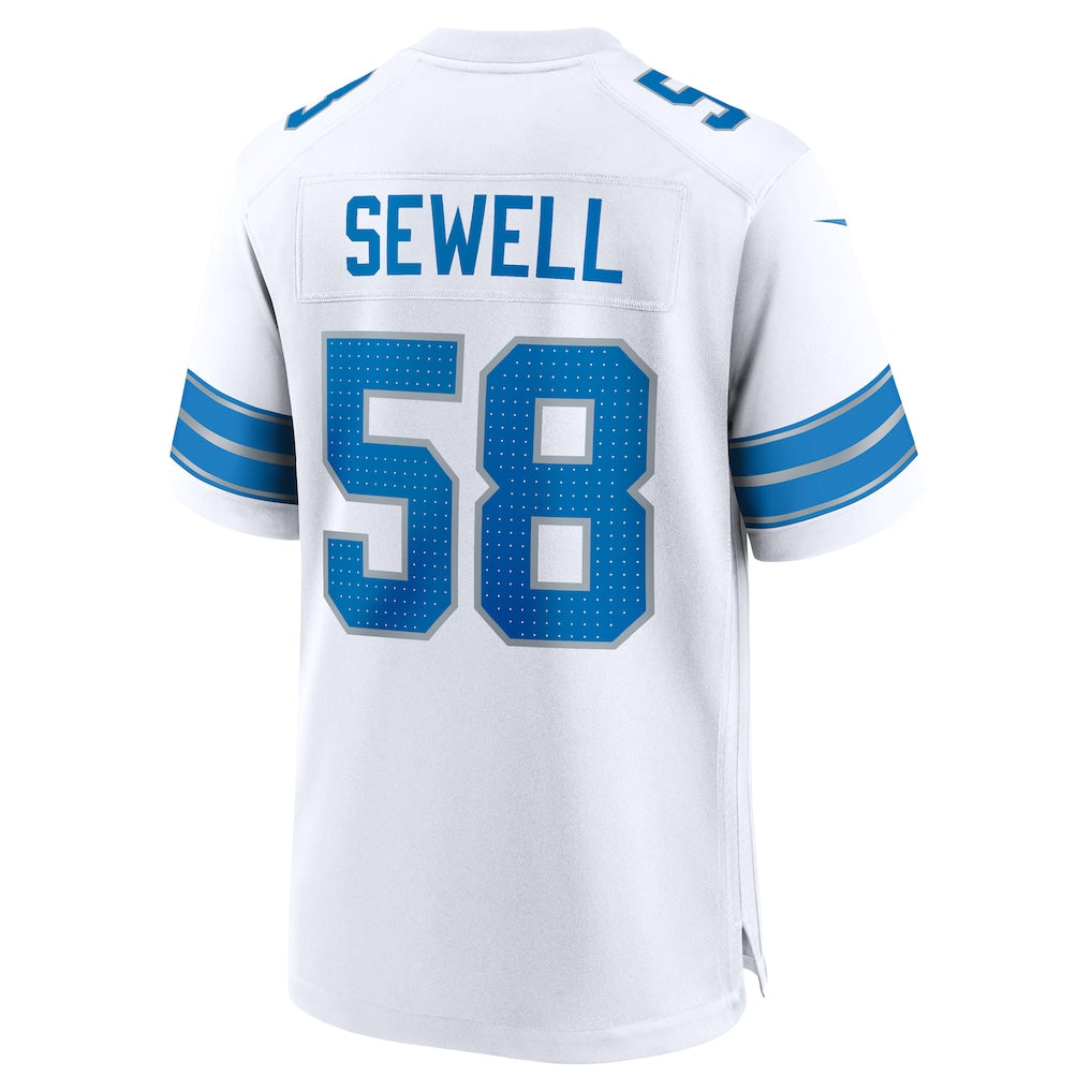D.Lions #58 Penei Sewell White Game Jersey