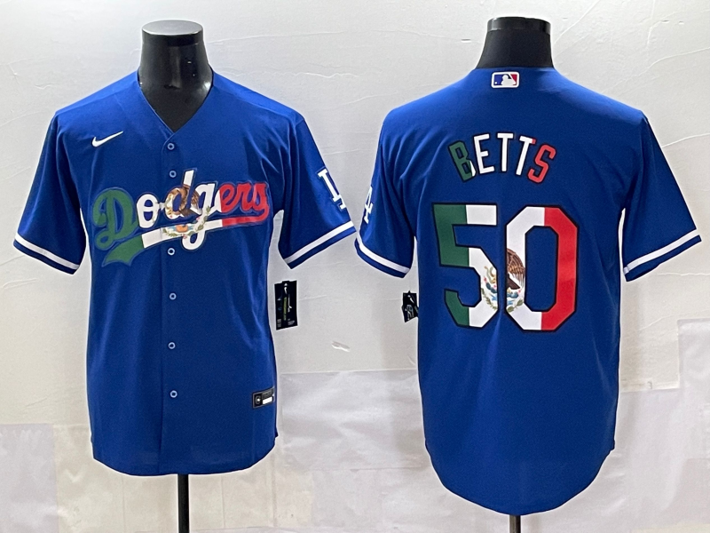 Men's Los Angeles Dodgers Mookie Betts Blue Game Player Jersey