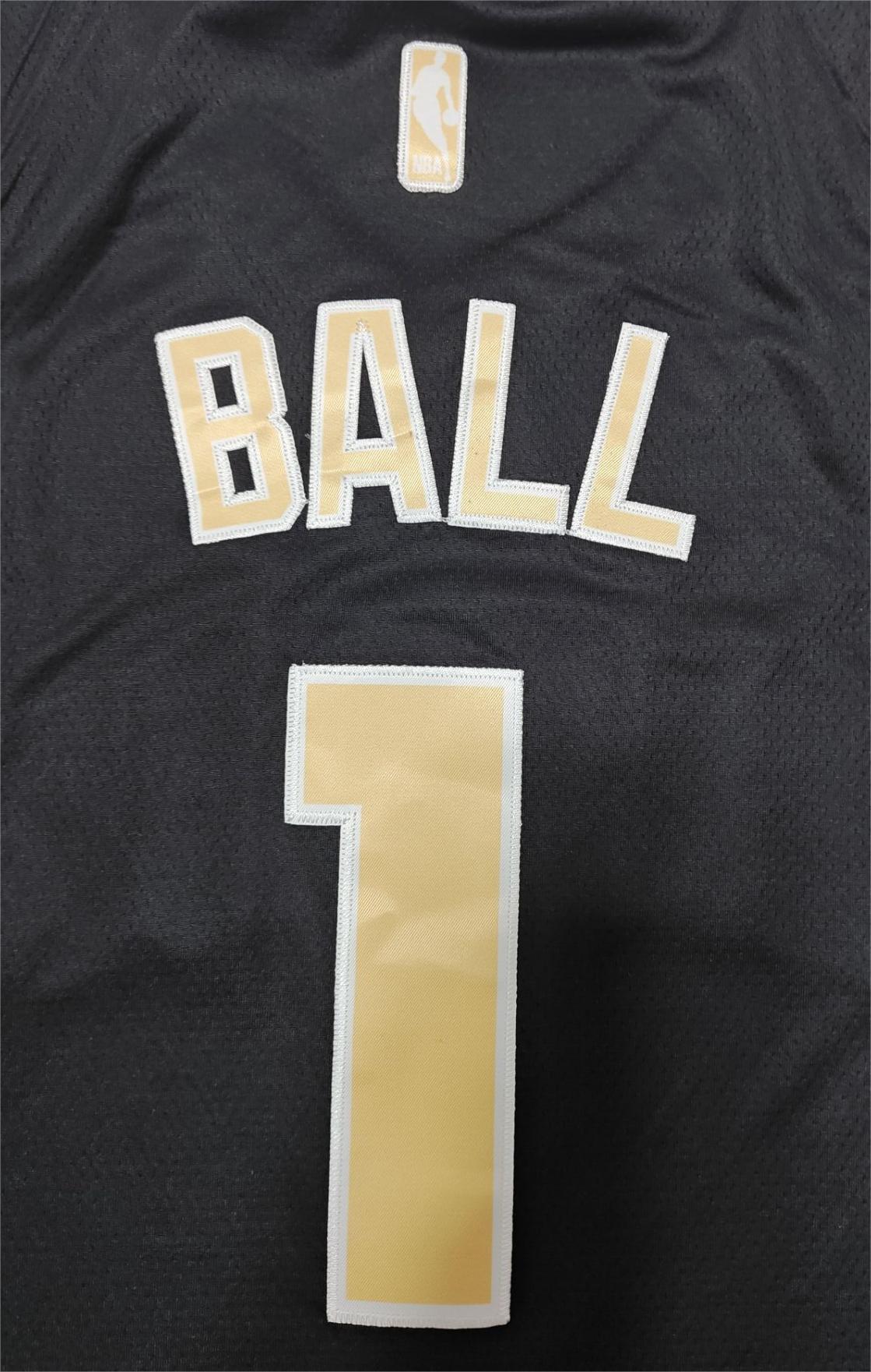 24 Hornets #1 Ball black and gold jersey
