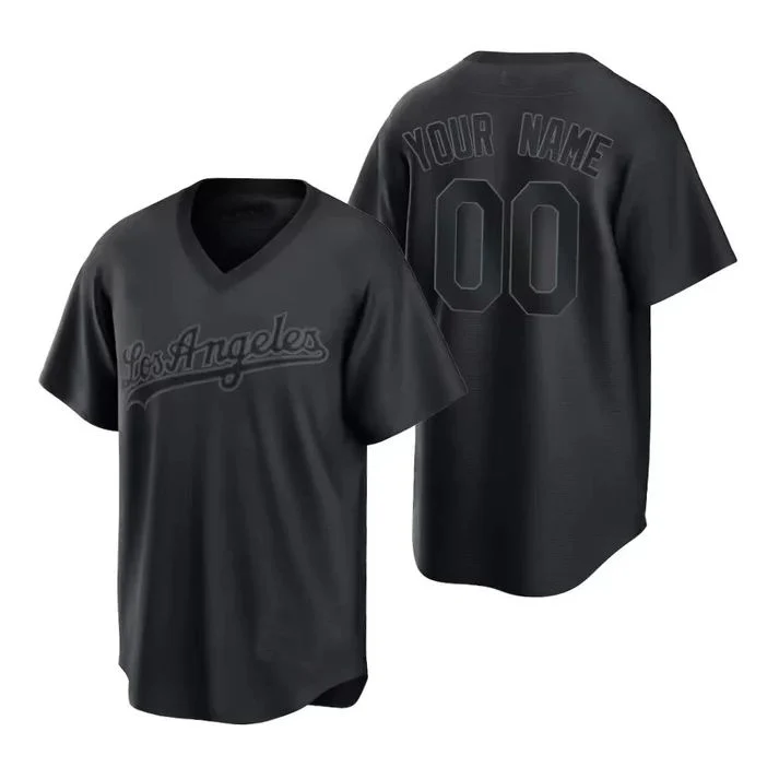 Men's Los Angeles Dodgers Black Cooperstown Collection Replica Custom Jersey1