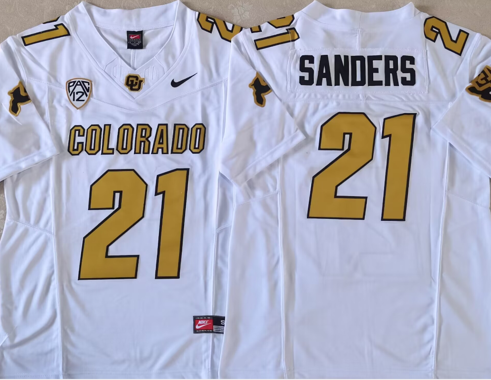 Men's Colorado Buffaloes Shilo Sanders White Player Game Jersey