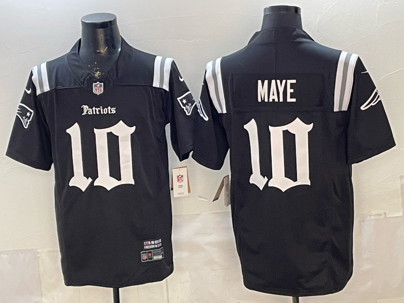 Men's New England Patriots Drake Maye #10 Black Player Game Jersey