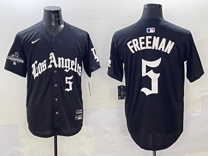 Men's Los Angeles Dodgers Freddie Freeman Black Team Game Player Jersey
